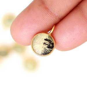 Pendentif en Vermeil d'Or avec Fleur Sculptée en Préhnite Naturelle, en Argent Sterling 925, Pierre Précieuse de Préhnite, Cristal de Guérison pour la Fabrication de Bijoux - Product Image 5