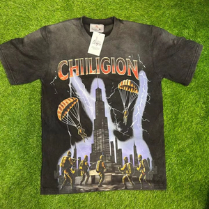 เสื้อยืดสตรีทแวร์ผู้ชายผ้าฝ้าย 100% สีซีดแบบซันเฟด พิมพ์ลาย DTF ตามสั่ง ระบายอากาศได้ดี เสื้อยืดสไตล์ไฮสตรีท - Product Image 1