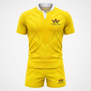Ensemble uniforme de rugby haut de gamme : maillot et short en tissu polyester respirant et à séchage rapide pour l'entraînement en équipe et les ligues - Product Image 1