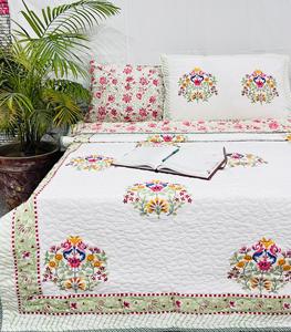 Luxury Hand Block Print Cotton <b>Comforter</b> Reversible Botanical Print Quilted <b>Bed</b> Cover for Hotels & Homes Wholesale <b>Bed</b> <b>Comforter</b> - Product Image 2