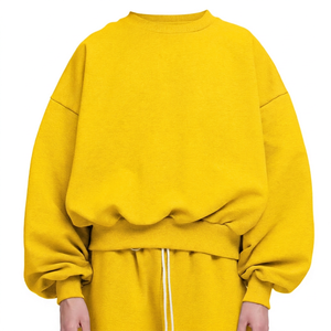 Sweat-shirt à col rond surdimensionné, manches chauve-souris, couleur unie, pull unisexe, tricot en coton, vêtements d'automne - Product Image 6