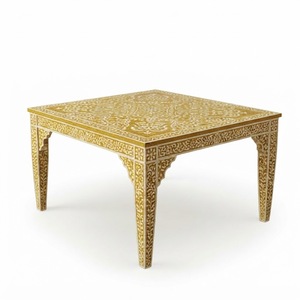 Table basse gigogne en os incrusté, rayée noir et blanc, géométrique, vente en gros d'usine, mobilier moderne pour salon - Product Image 2