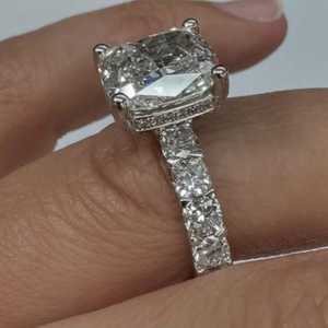 14K Gold Cushion Cut Engagement <b>Ring</b> Prong Halo Set IGI CVD HPHT Lab Grown Diamond Eternity Accent Bridal Band Women Wholesale - Product Image 5
