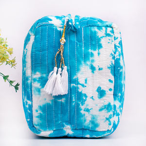 Handblock Cotton Makeup <b>Bags</b> For Storage <b>Travel</b> Toiletry Customized Cosmetic Organizer Pouch Sustainable Waterproof Reusable Set - Product Image 4