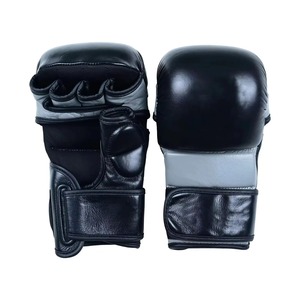 Gants de MMA noirs de qualité supérieure, mitaines de grappling durables, gants de boxe professionnels pour l'entraînement et le sparring en arts martiaux, paume ouverte - Product Image 4