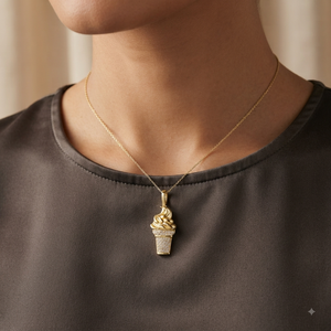 Trendy Stylish Hip Hop <b>Toddlers</b> Jewelry 10K Gold Iced Custom Softy Ice Cream Moissanite Diamond Fine Pendants Charms Necklaces - Product Image 2