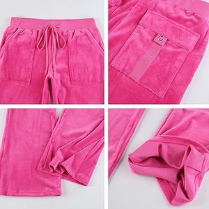 Nuevo Diseño, Conjunto Deportivo de Color Rosa Liso, Top Corto y Pantalones Jogger Ajustados, Traje Deportivo para Correr, Pantalones Acampanados de Terciopelo - Product Image 4