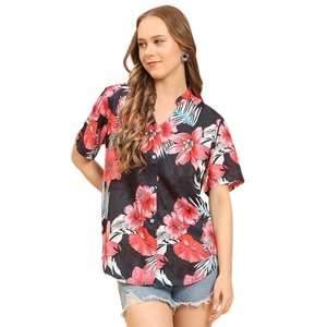 Womens Casual <b>Shirt</b> Soft Beach <b>Shirts</b> Floral Tropic Print V Neck T-<b>Shirt</b> <b>Short</b> <b>Sleeve</b> <b>Button</b> <b>Up</b> Tops - Product Image 1
