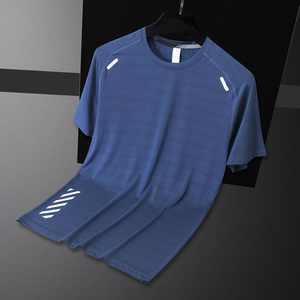 Camiseta Deportiva de Manga Corta con Cuello Redondo para Hombre, de Secado Rápido, Color Sólido, Corte Regular, Tejido de Poliéster - Product Image 3