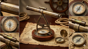 <b>Vintage</b> Brass Round Theodolite Alidade Telescope <b>Compass</b> Survey Instrument OEM Nautical Marine Polished Home Decor Wholesale - Product Image 2