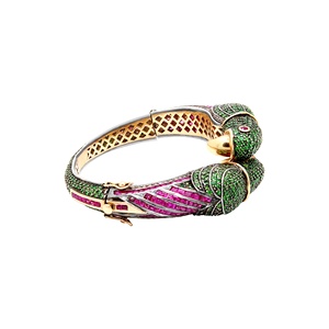 925 Sterling Silver Gold Plated Classic Parrot Shape Natural Tsavorite <b>Ruby</b> Gemstone <b>Bracelets</b> Womens Gift Jewelry - Product Image 5