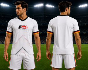 Ensemble d'uniformes de football personnalisés pour hommes, maillot et short de football d'équipe, respirant, séchage rapide, imprimé par transfert thermique, 100% polyester, été, 3D - Product Image 5