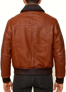 Chaqueta de cuero genuino estilo bomber para hombre de alta calidad y bajo precio, hecha en Pakistán. - Product Image 3
