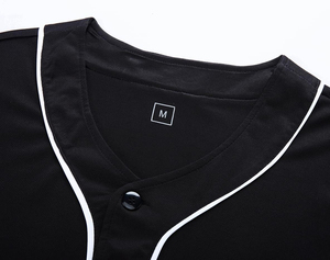 Camiseta de Béisbol de Manga Corta Negra Unisex para Adultos, Corte Regular, Cierre de Botones, Absorbe la Humedad, Color Sólido, Poliéster - Product Image 3