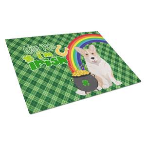 Tabla de cortar de gran tamaño Fawn Cardigan Corgi Vidrio templado decorativo Día de San Patricio Cocina Tabla de servir Utensilios de cocina - Product Image 1