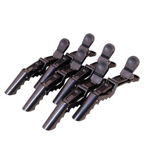Pinces à cheveux en plastique noir mat personnalisables avec logo – Pinces de coiffure, pinces crocodiles, pinces alligator pour salon de coiffure - Product Image 1
