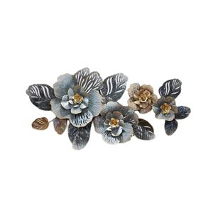 Décoration murale florale en métal créative, grande sculpture de fleurs en fer doré et blanc, décoration murale pour la maison et le bureau - Product Image 2