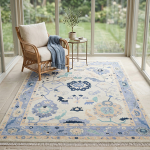 Premium Multicolor Hand Knotted Wool Area Rug with Traditional Floral Medallion Pattern Flat Pile Medium Thickness Living Room - Product Image 3