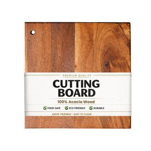 Planche à découper en bois avec surface antidérapante et antibactérienne pour légumes, viande, fromage 28 x 28 cm - Product Image 1