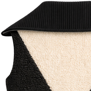 Chaleco de Sherpa Negro para Mujer, Diseño Premium, Panel en V Crema, Cierre de Cremallera Bidireccional, Sin Mangas, Ropa de Invierno, Venta al Por Mayor OEM - Product Image 6