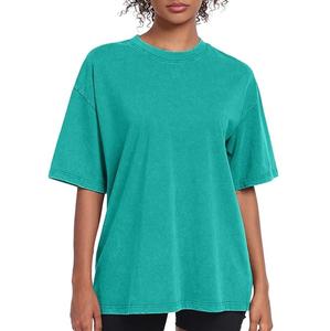 T-shirts pour femmes à manches courtes surdimensionnés entièrement personnalisés, effet délavé, style streetwear, collection été, épaules tombantes, personnalisables - Product Image 1