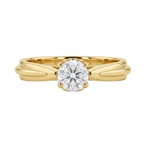 Diamond Fine Gold Cute Cocktail Engagement Ring Bezel Setting Solitaire F-Type IGI Certified Trendy Anniversary Wedding Party - Product Image 2