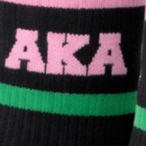 Custom Black Pink Green Women's Crew <b>Socks</b> with AKA Lettering Knit Design Ribbed Cuffs Contrast <b>Toe</b> Casual Sports <b>Socks</b> - Product Image 6