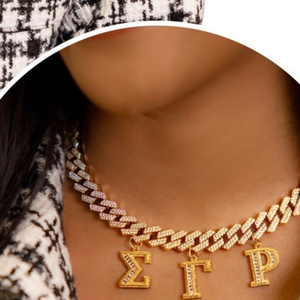 Sigma Gamma Rho Cuban Link <b>Necklace</b> Gold Chain Women Greek Letter Pendant <b>Statement</b> Jewelry Stylish - Product Image 6
