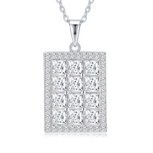 Collar con colgante geométrico plateado con pedrería de cristal, joyería clásica de moda para mujer - Product Image 4