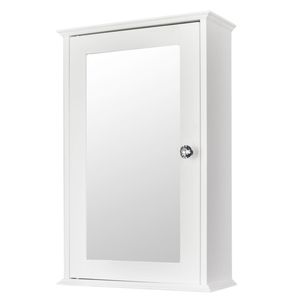 Mobiletto da Bagno Bianco a Singola Anta con Illuminazione LED, Mensola Rettangolare di Design Lussuoso per Uso Interno - Product Image 4