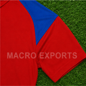 เสื้อเจอร์ซีย์ลำลองสีแดงและสีน้ำเงินสำหรับผู้ชาย แขนสั้น สไตล์สปอร์ต แห้งเร็ว ผ้าถักป้องกันการเป็นขุย - Product Image 3
