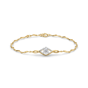 Pulsera Clásica de Oro Sólido de 18K con Diamantes de Corte Pera y Engaste de Garra, Joyería de Eslabones para Mujer, Estilo Compromiso - Product Image 1