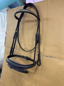 Brida de cuero anatómica para caballo de caza Jumping Equestrian Havana, blanca con costuras elegantes y frontal con cincha, equipo ecuestre - Product Image 2