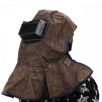 Casco de soldadura de cuero, gorro de seguridad industrial de cuero vacuno, protección para la cabeza estilo chaqueta para soldadores