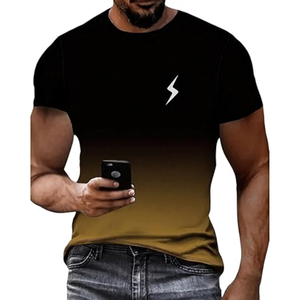 Camiseta de Moda Urbana para Hombre, Estampado Tropical Ombre, Cuello Redondo, Manga Corta, Informal, para Uso Diario - Product Image 5