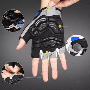Cycling Gloves For Men Women Padded Gray Color Lightweight <b>Half</b> Finger Breathable Anti <b>Slip</b> Hook Loop Closure Polyester Gloves - Product Image 2