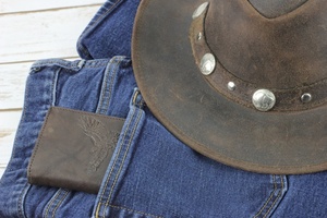 Men's Vintage Style Leather Tri-fold <b>Wallet</b> <b>RFID</b> Blocking Open Closure Short Length Cardholder Front Pocket Gift Model TDW-0099B - Product Image 4