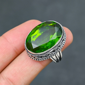 Magnifique bague tendance en péridot vert, en argent sterling 925 massif, faite à la main, vente en gros directe usine - Product Image 2