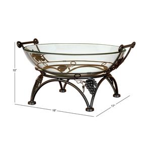Grande coupelle sur piédestal en métal doré texturé, refroidisseur de punch et plat de présentation sculpté - Product Image 4