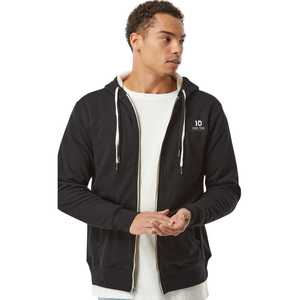 Unisex Black Heavyweight Sherpa <b>Lined</b> Full Zip Hoodie Warm <b>Fleece</b> Hooded Sweatshirt Winter <b>Jacket</b> Custom Logo OEM - Product Image 1