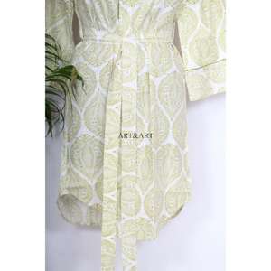 Camisón Kimono Bohemio de Algodón para Mujer, Estilo Indio, Largo Medio, con Cinturón y Botones Decorativos, Ajuste Holgado y Dulce - Product Image 6