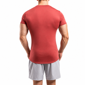 Nouveau style T-shirt de sport pour homme, décontracté, uni, en coton mélangé et polyester recyclé, à manches courtes, coupe classique, séchage rapide, haute performance - Product Image 2
