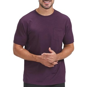Camiseta de algodón para hombre con bolsillo, cuello redondo, manga corta, informal, básica, de moda, tela suave y transpirable, logotipo personalizado, OEM, ODM, venta al por mayor - Product Image 2