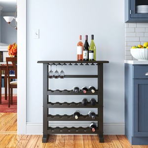 Meuble Bar à Vin Moderne 24 Bouteilles pour Hôtels – Élégant Porte-Bouteilles en Métal Marron Foncé avec Roulettes et Stockage Isotherme - Product Image 2