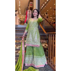 Beau haut Sharara pour femme et ensemble Dupatta avec travail de séquence de broderie complexe - Product Image 3