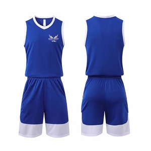 Conjunto de Uniforme de Baloncesto Ekin Impex Azul sin Mangas, Uniforme para Adultos que Absorbe la Humedad, Uniforme de Baloncesto con Estampado Sublimado - Product Image 1