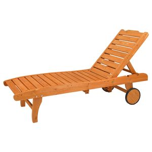 Lettino prendisole da giardino in legno di abete 183*58*36.5cm con ruote e cassetti, regolazione a due velocità, colore Burlywood - Product Image 3