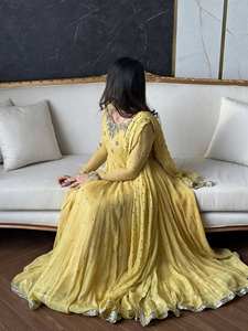 Nuevo Vestido Anarkali de Diseñador para Mujer, Georgette Sintético, Listo para Usar, de Secado Rápido, para Exportación Mundial desde India - Product Image 5