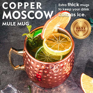 Mug à bière classique en cuivre Moscow Mule avec poignée en laiton pour boissons de fête, cocktails et mocktails, verres à bière en acier, commande en gros - Product Image 4