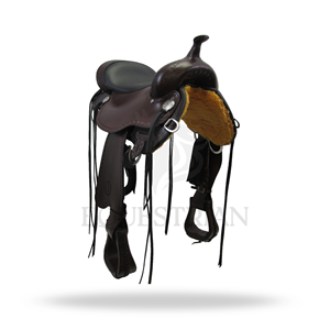 Western Trail Leather Saddle with Brass Hardware Eco-friendly Washable Equestrian <b>Equipment</b> for Horse Riding - Product Image 4